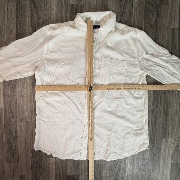 GAP Men’s Long-Sleeve White Linen Rayon Blend Button-Up Shirt NWT (L) - Picture 6 of 6